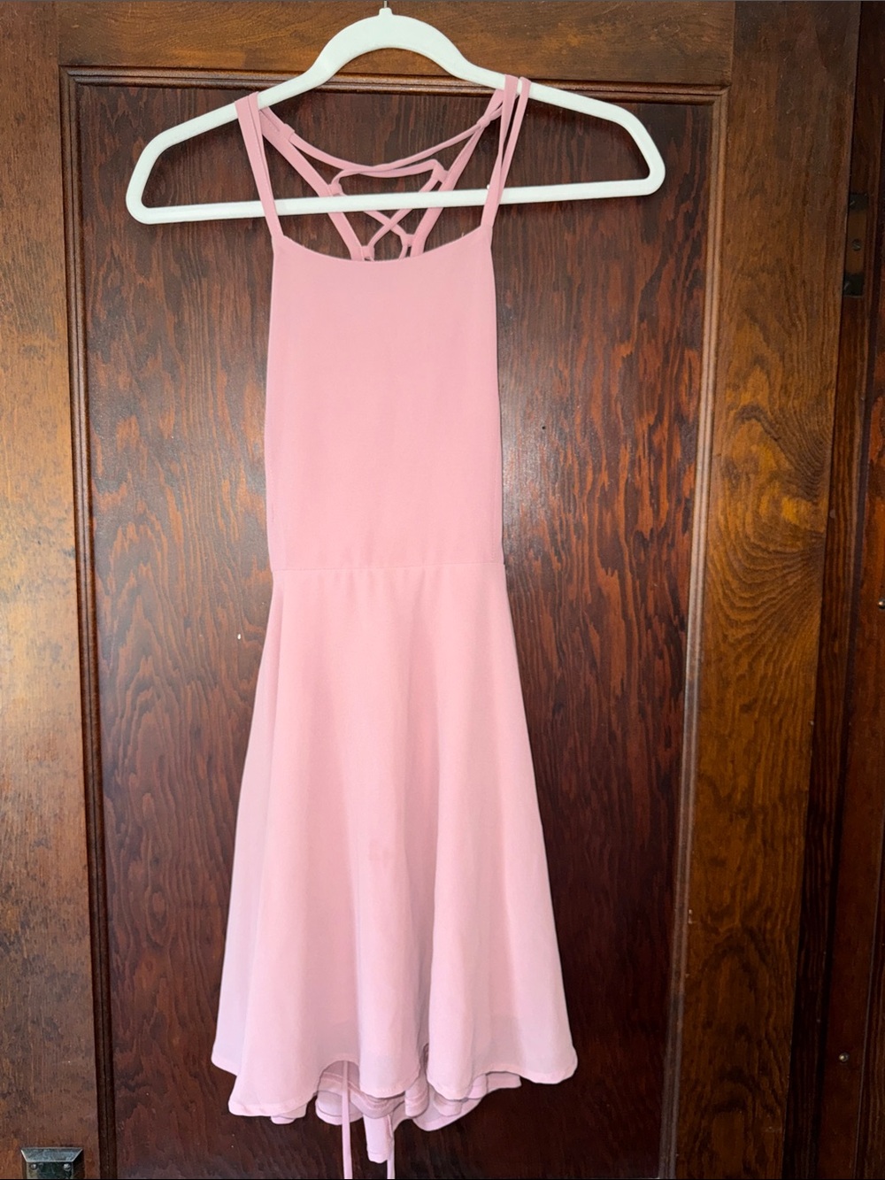 Pink Strappy Back Mini Formal Dress